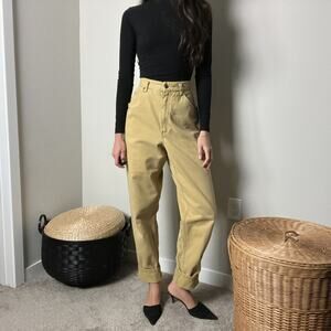 90s vintage mustard yellow cotton high waisted rise mom jeans pants by liz wear